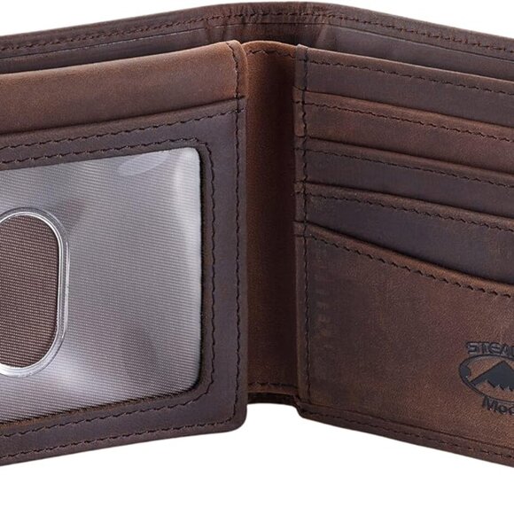 Leather Bifold Wallet for Men With ID Window and RFID Blocking